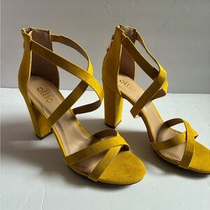 Ollio Women's Mustard Strappy Heels